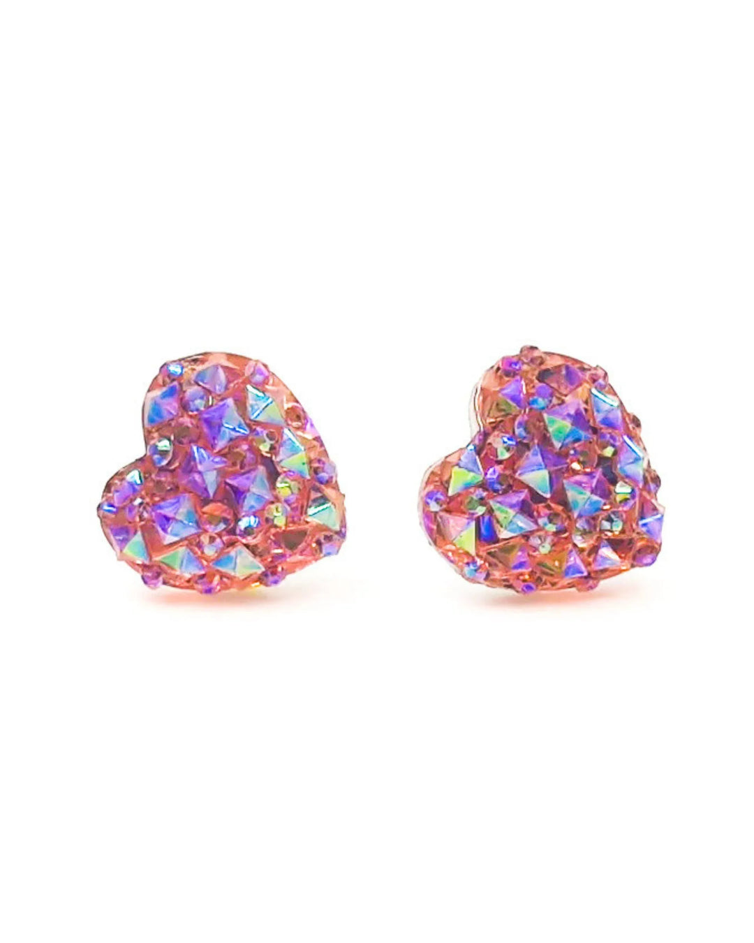 Sparkly heart shaped earrings in pale pink