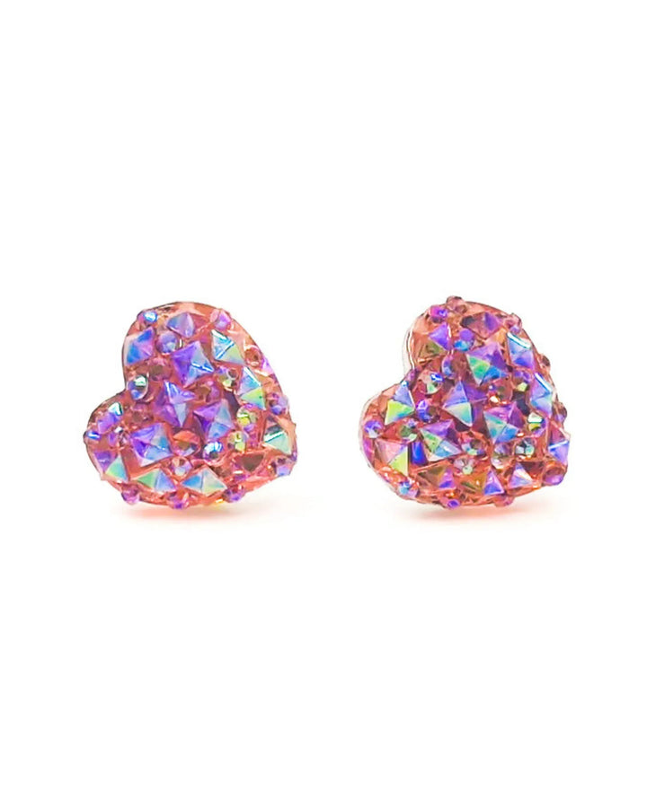 Sparkly heart shaped earrings in pale pink