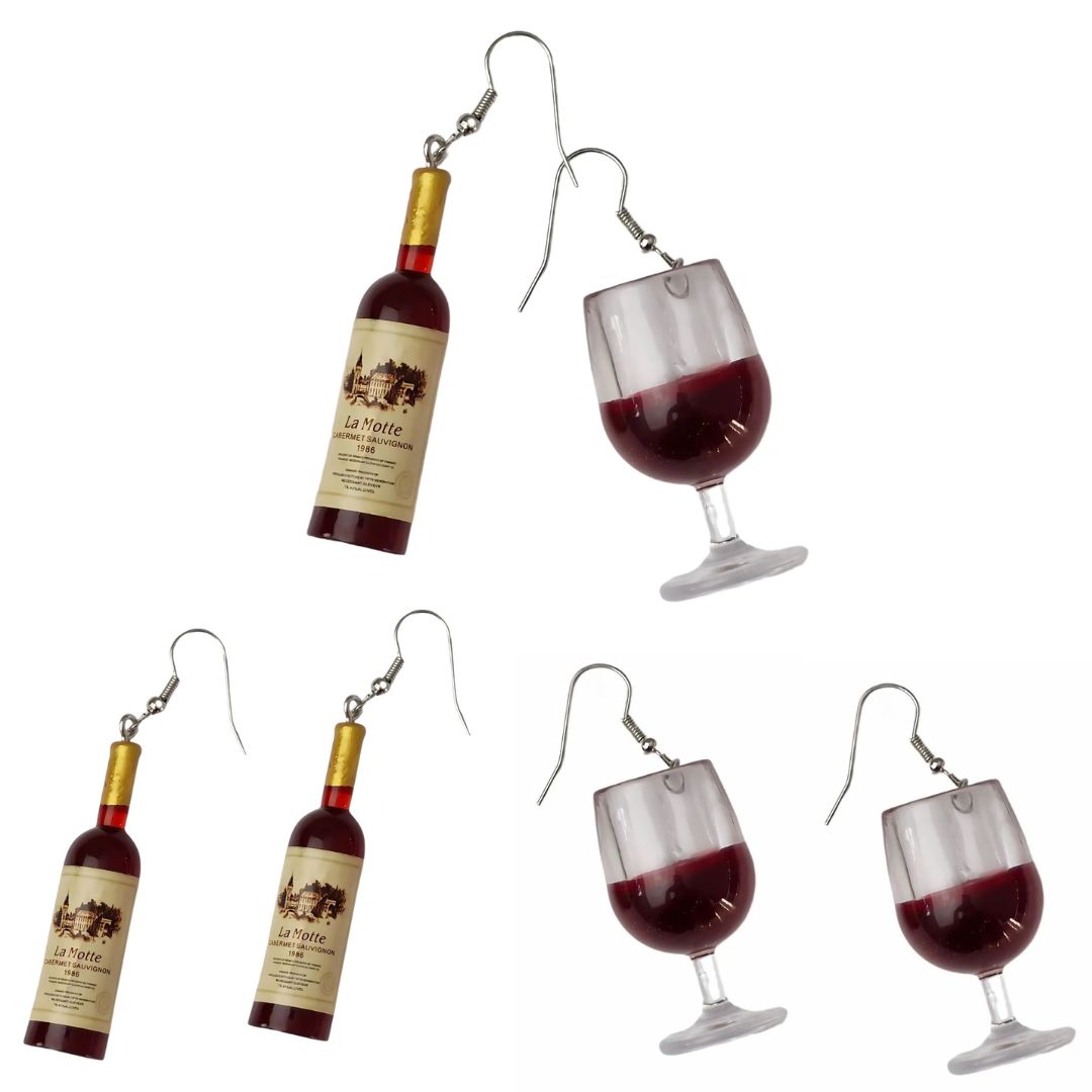 Wine Bottle and Glass Earrings