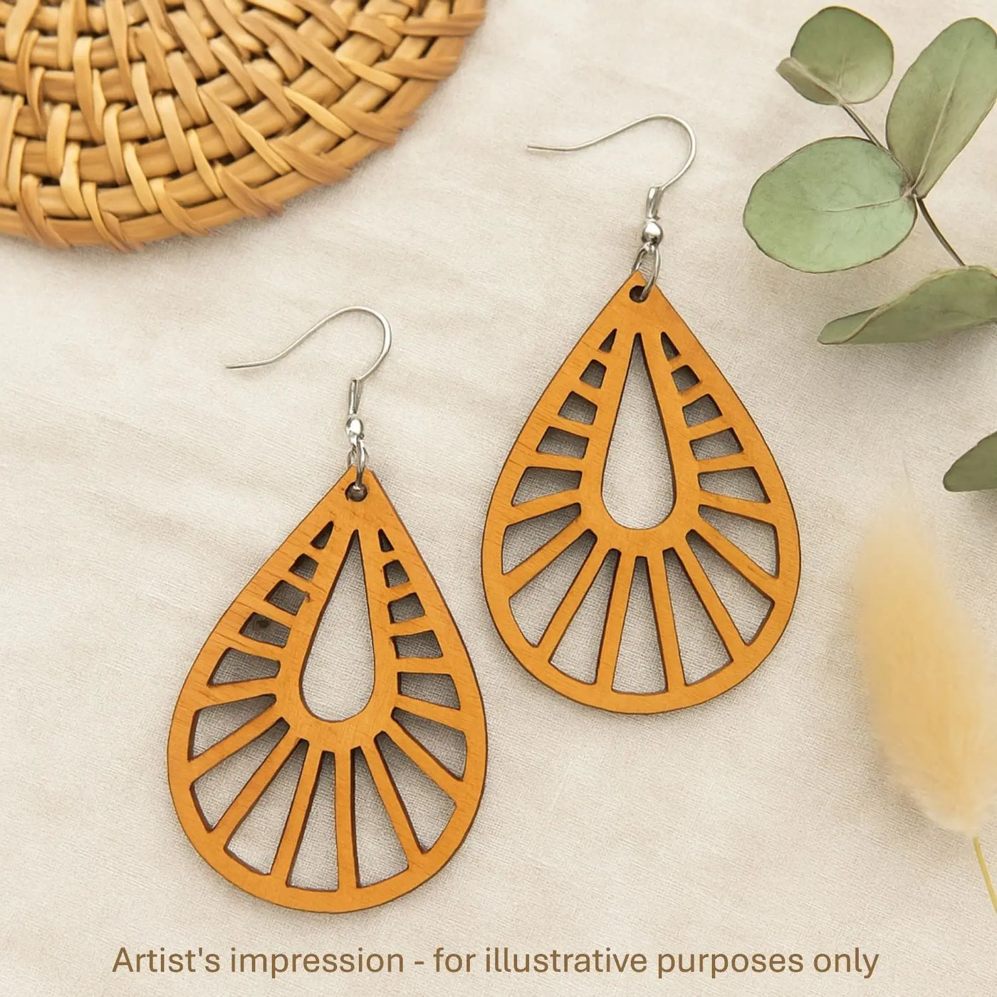 Rebekah Timber Tear Shaped Drops Sunbaked Lizard Jewellery & Gifts