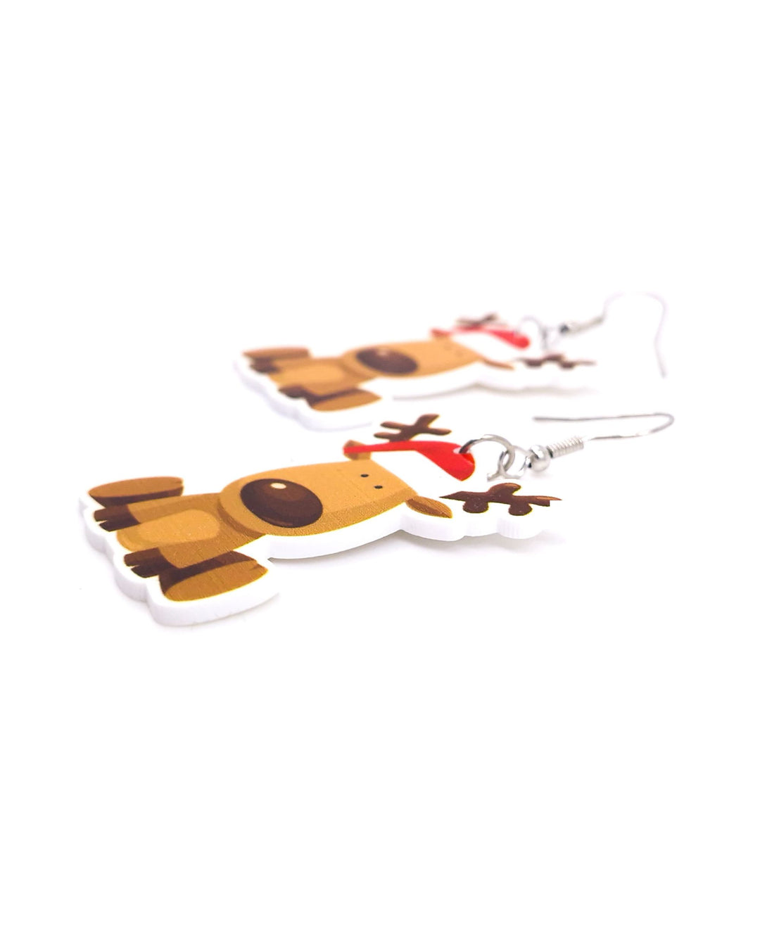 Close up photo of Adorable Reindeer Christmas Earrings showing detail