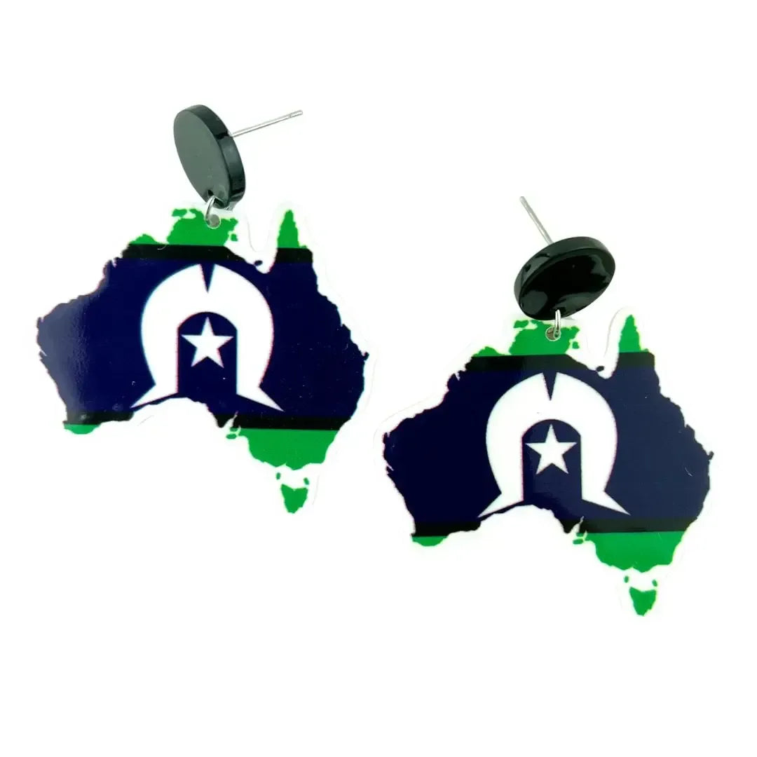Australia Earrings - Torres Strait Island Flag Sunbaked Lizard Jewellery & Gifts