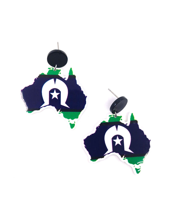 Australia Earrings - Torres Strait Island Flag Sunbaked Lizard Jewellery &amp; Gifts