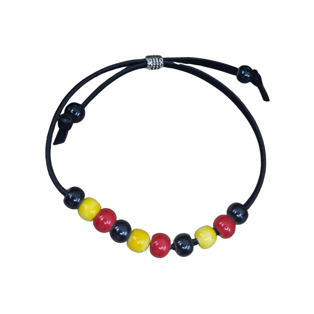 Red, Yellow, and Black Beaded Bracelet Sunbaked Lizard Jewellery & Gifts