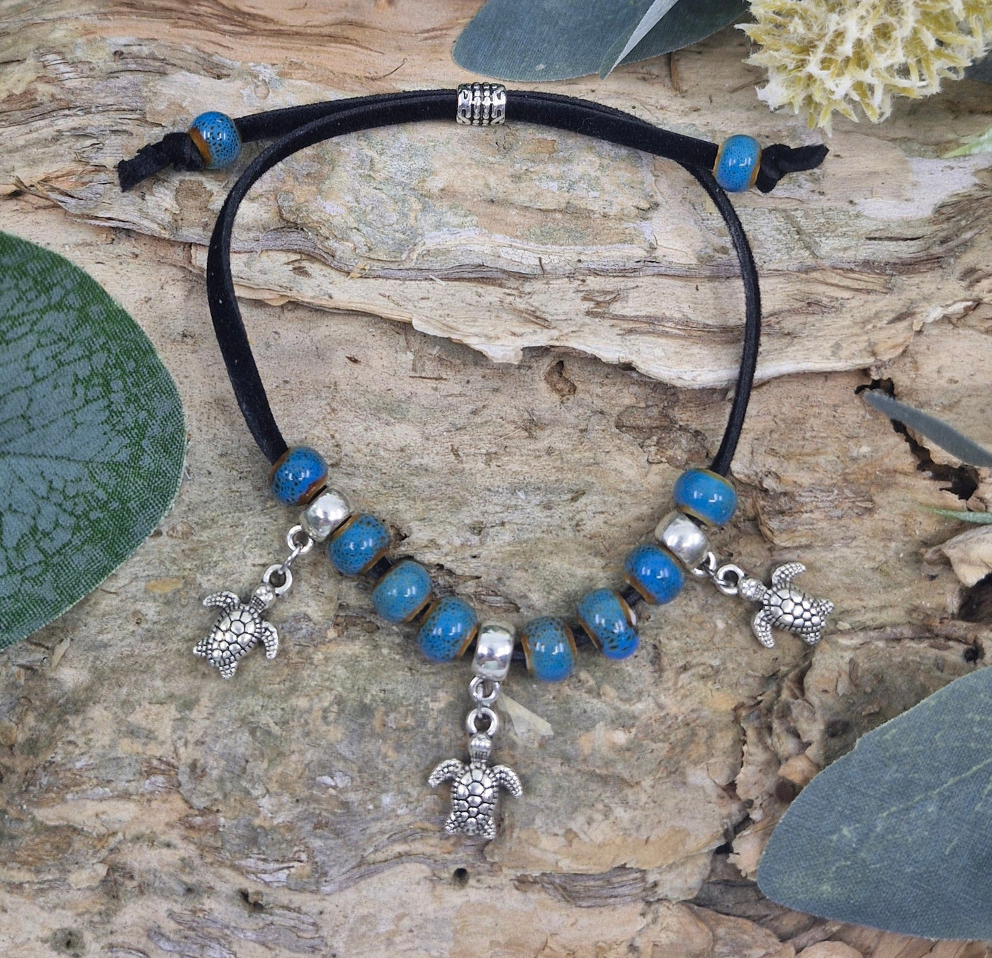 Beaded Turtle Charm Bracelet Sunbaked Lizard Jewellery & Gifts