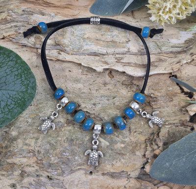 Beaded Turtle Charm Bracelet Sunbaked Lizard Jewellery & Gifts