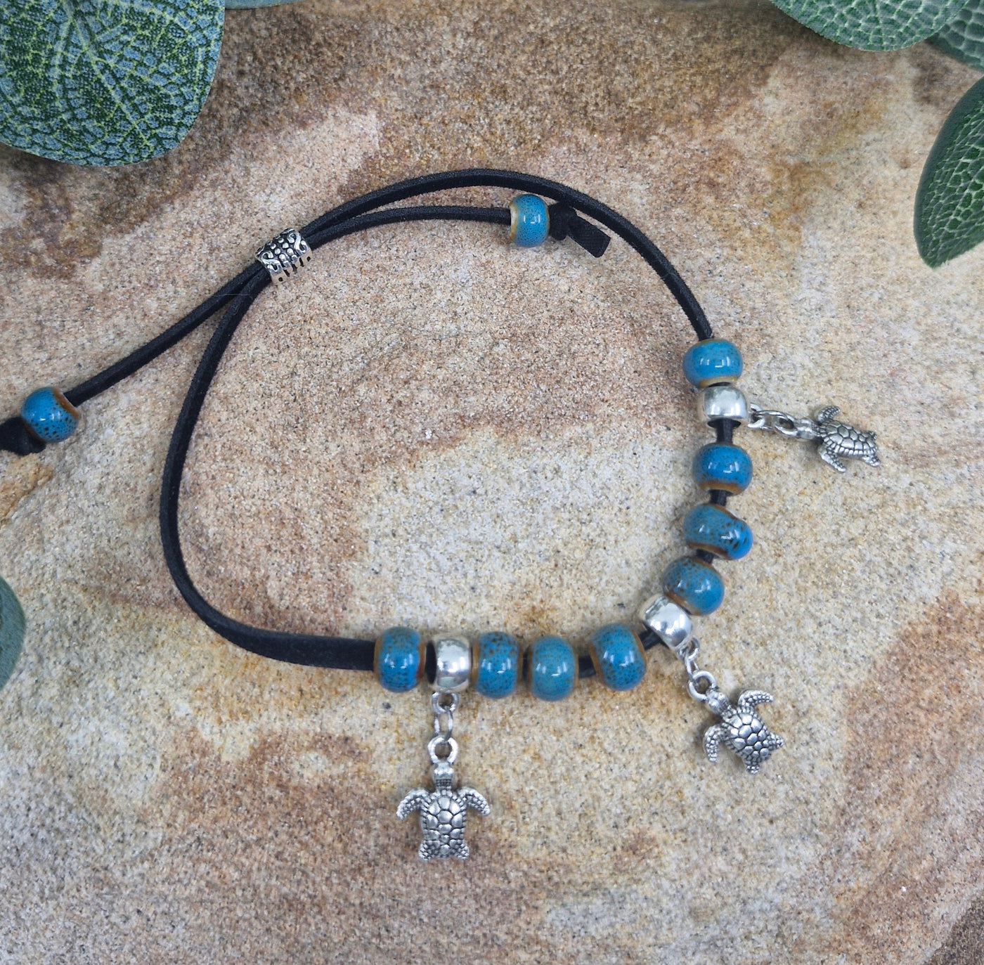 Beaded Turtle Charm Bracelet Sunbaked Lizard Jewellery & Gifts