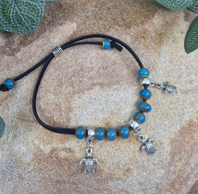 Beaded Turtle Charm Bracelet Sunbaked Lizard Jewellery & Gifts