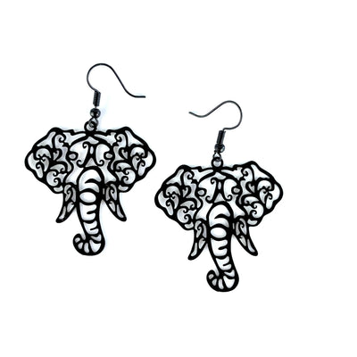 Black Filigree Elephant Drops