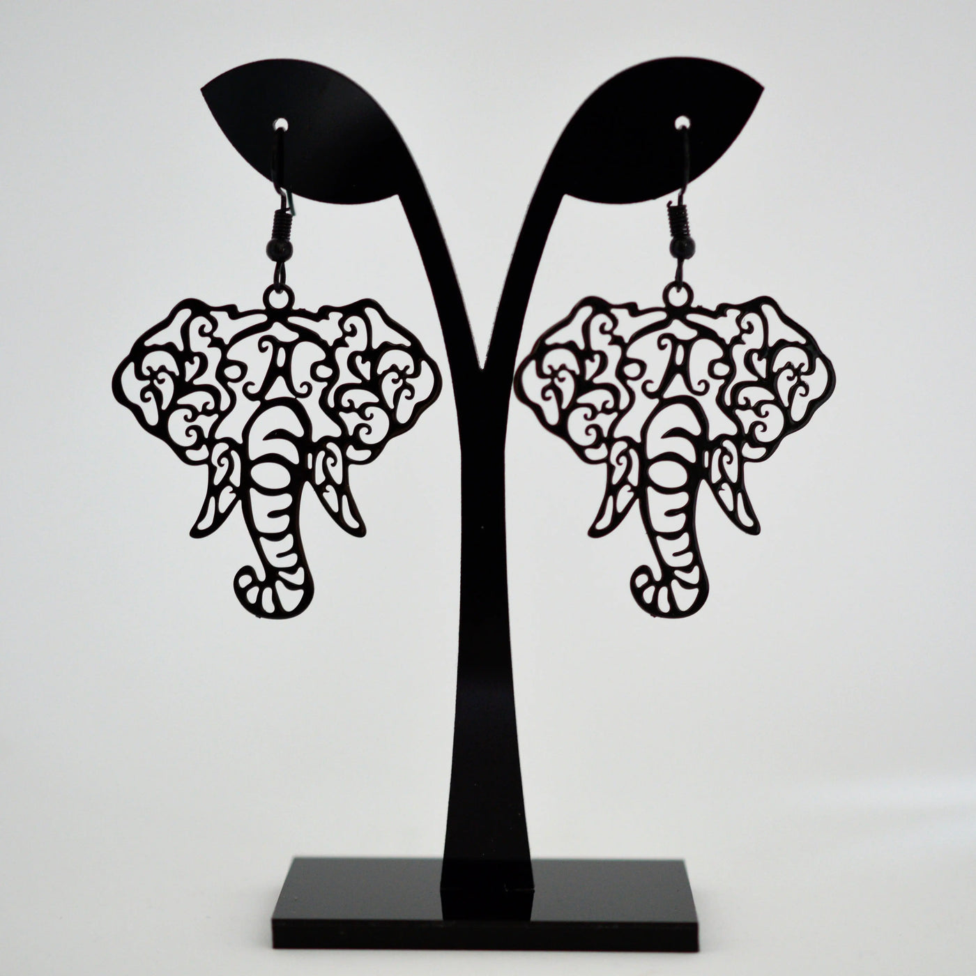 Black Filigree Elephant Drops