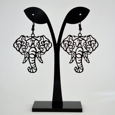 Black Filigree Elephant Drops