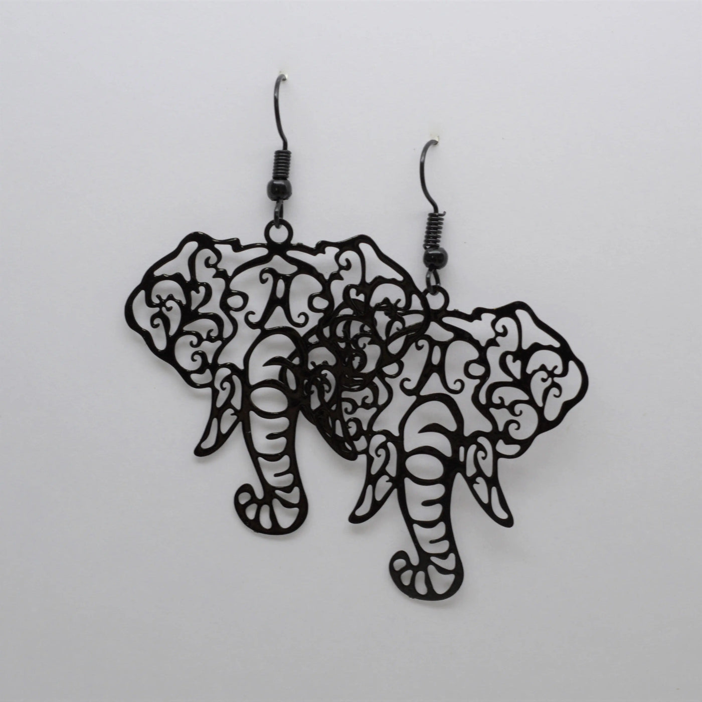 Black Filigree Elephant Drops