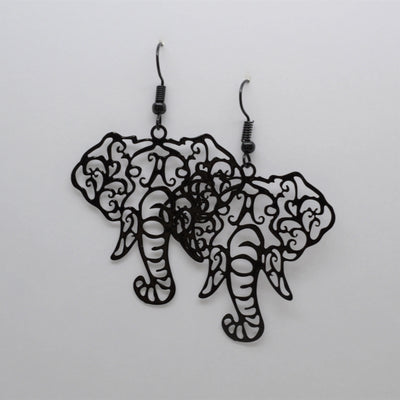 Black Filigree Elephant Drops