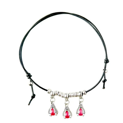 Black Leather Beaded Dragons Claw Anklet