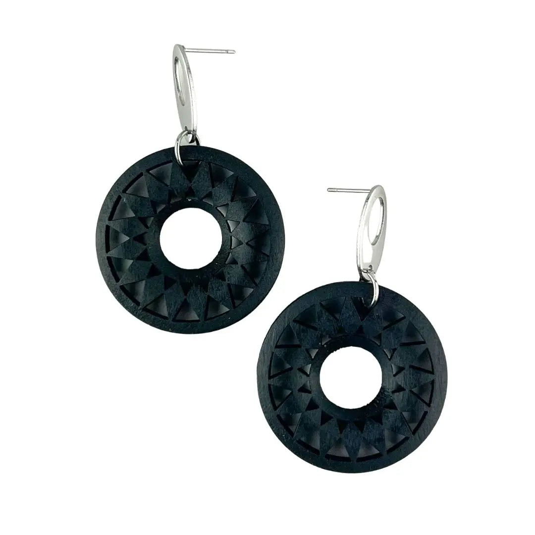 Black Timber Sun Pendant Drops