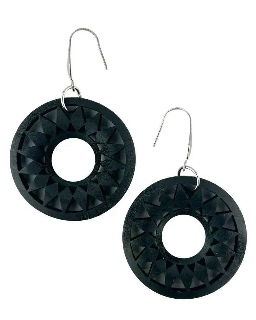 Black Timber Sun Pendant Drops Sunbaked Lizard Jewellery & Gifts