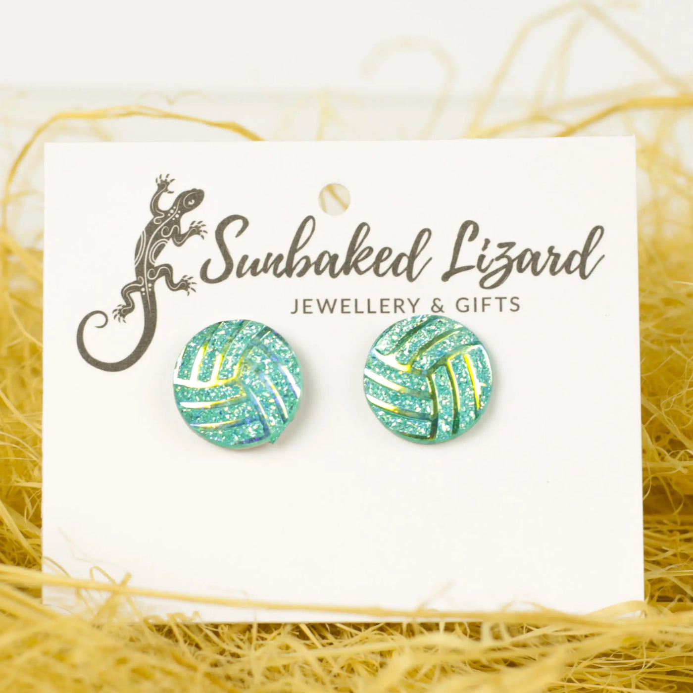 Blue Glitter Bling Earrings Sunbaked Lizard Jewellery & Gifts