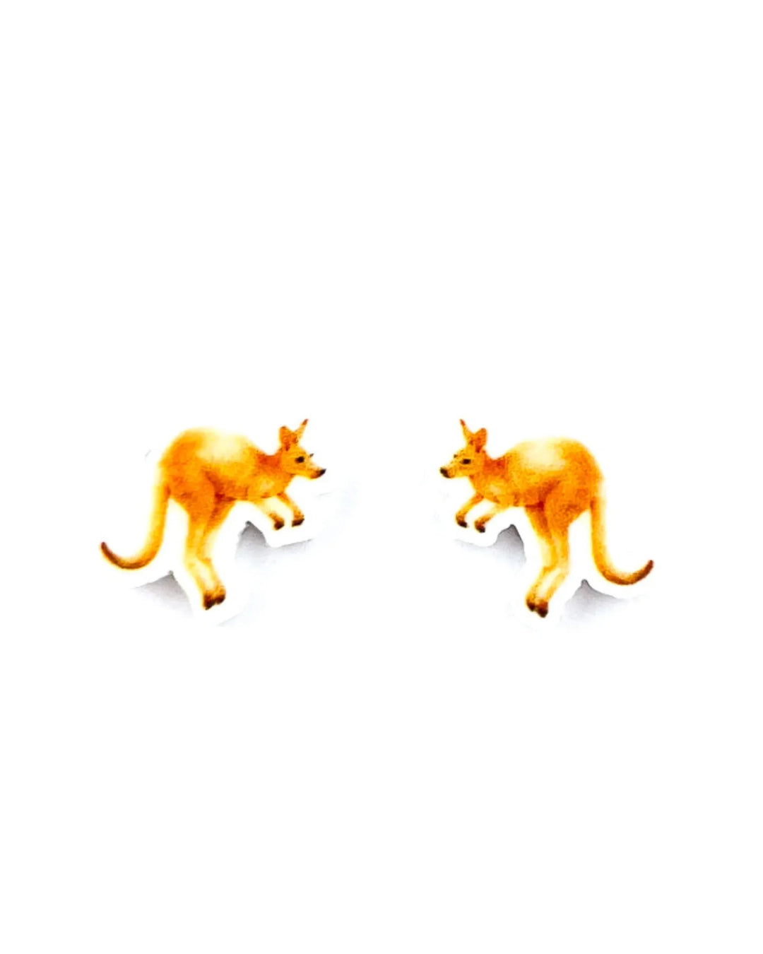 “Kangaroo stud earrings with lightweight acrylic design and stainless steel posts.” Sunbaked Lizard Jewellery & Gifts