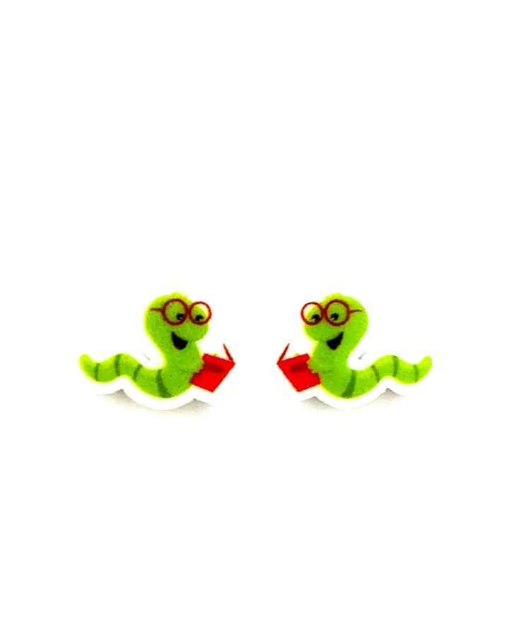 Burnie the Bookworm Studs Sunbaked Lizard Jewellery &amp; Gifts