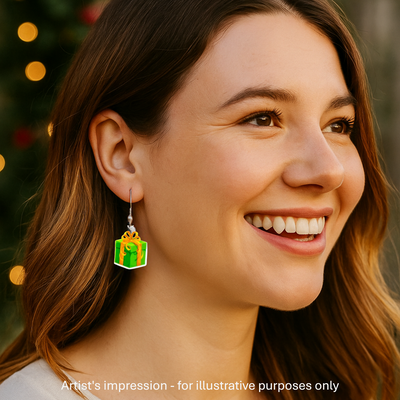 Christmas Present Acrylic Drop Earrings Sunbaked Lizard Jewellery & Gifts