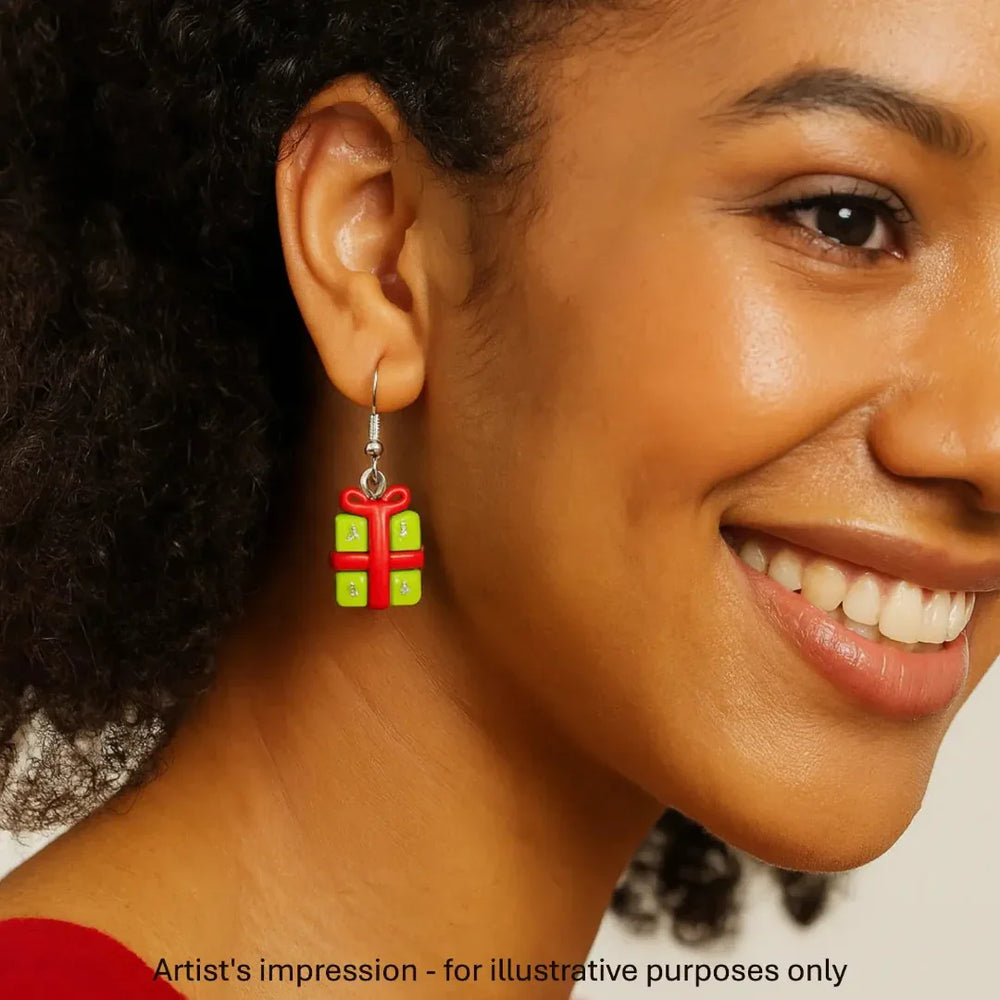 Christmas Present Drop Earrings Sunbaked Lizard Jewellery & Gifts