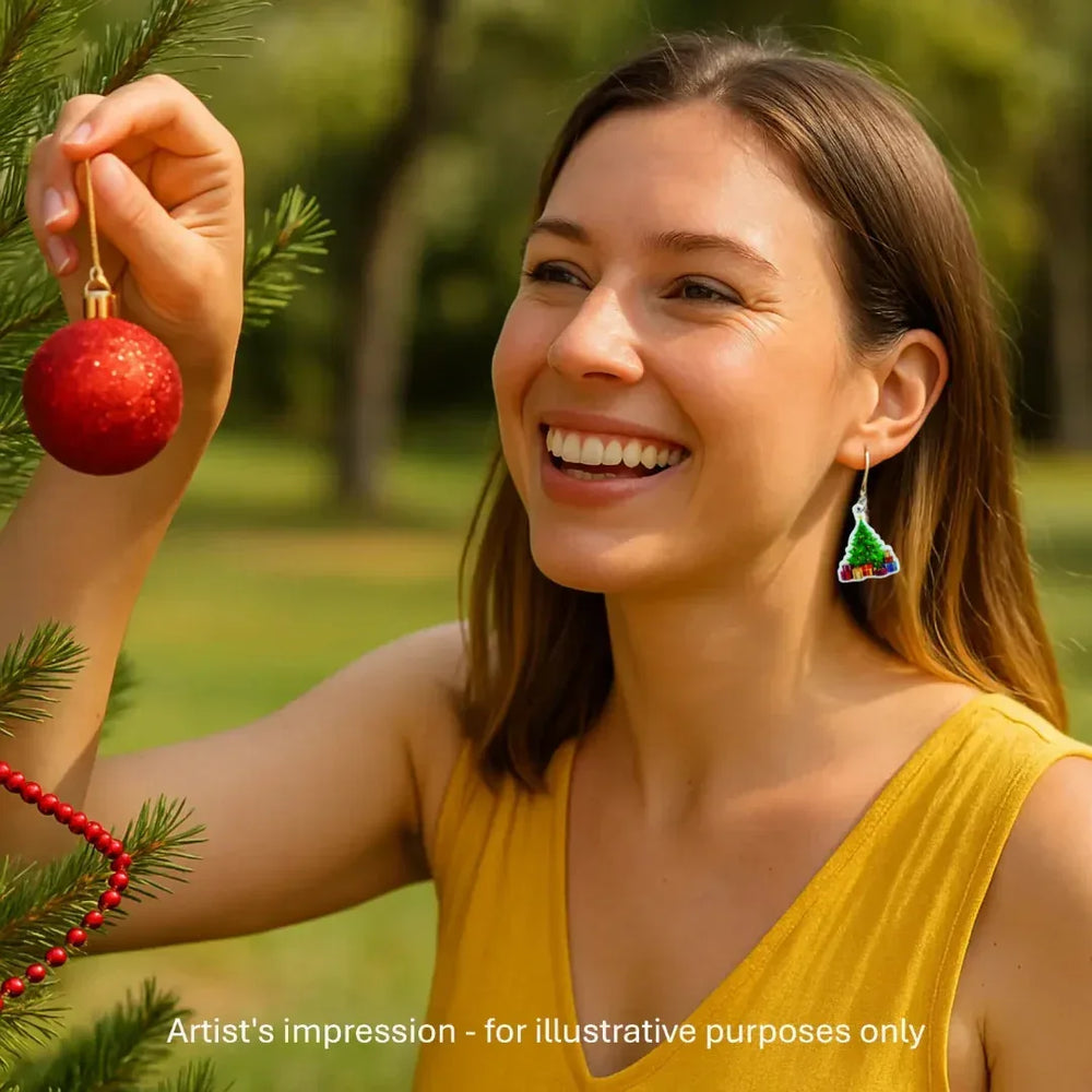 Christmas Tree Drop Earrings Sunbaked Lizard Jewellery & Gifts