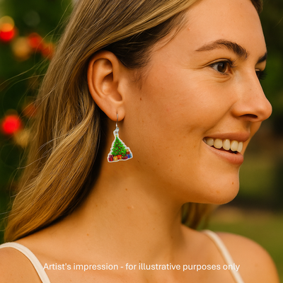 Christmas Tree Drop Earrings Sunbaked Lizard Jewellery & Gifts