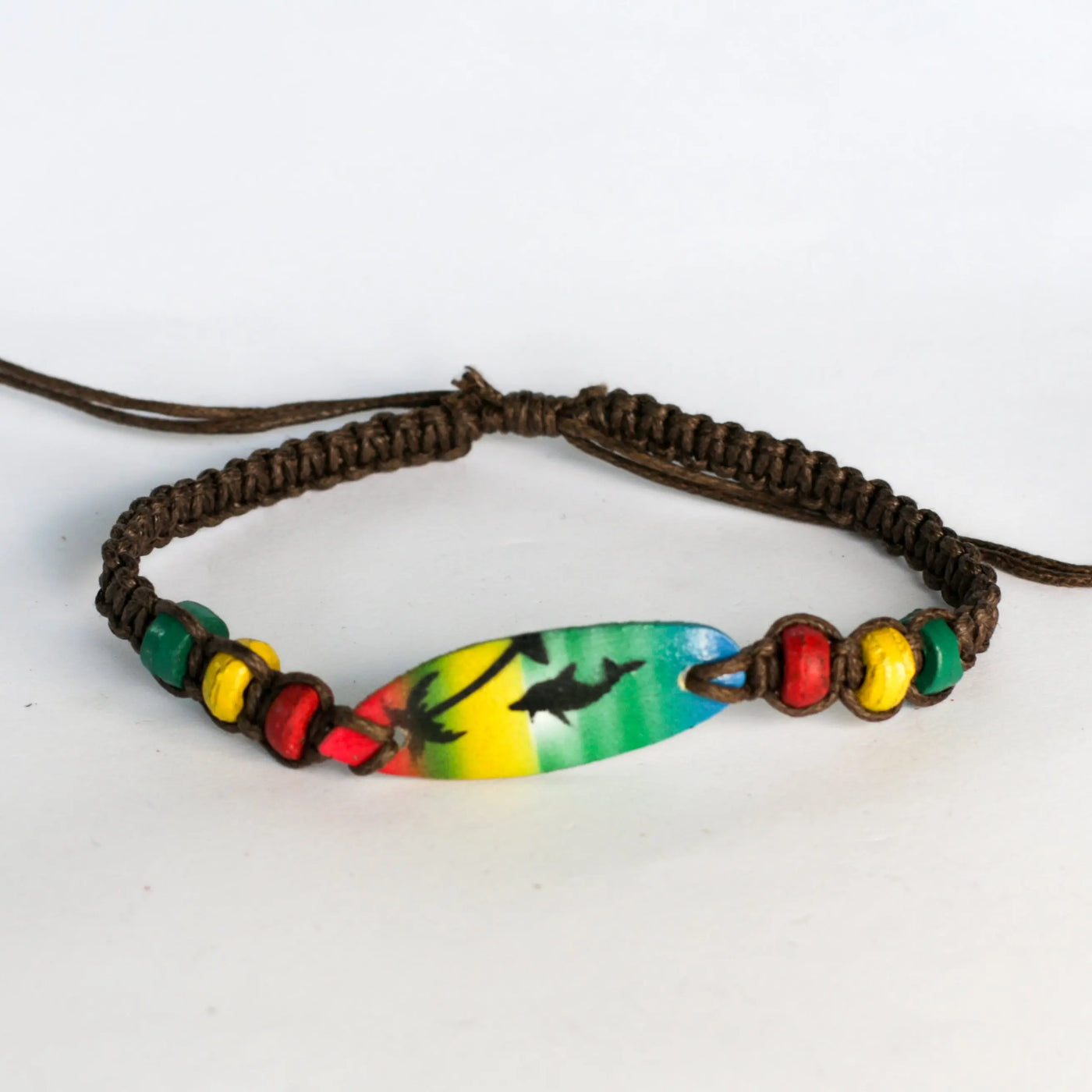 Colourful Wooden Surfboard Charm Bracelet