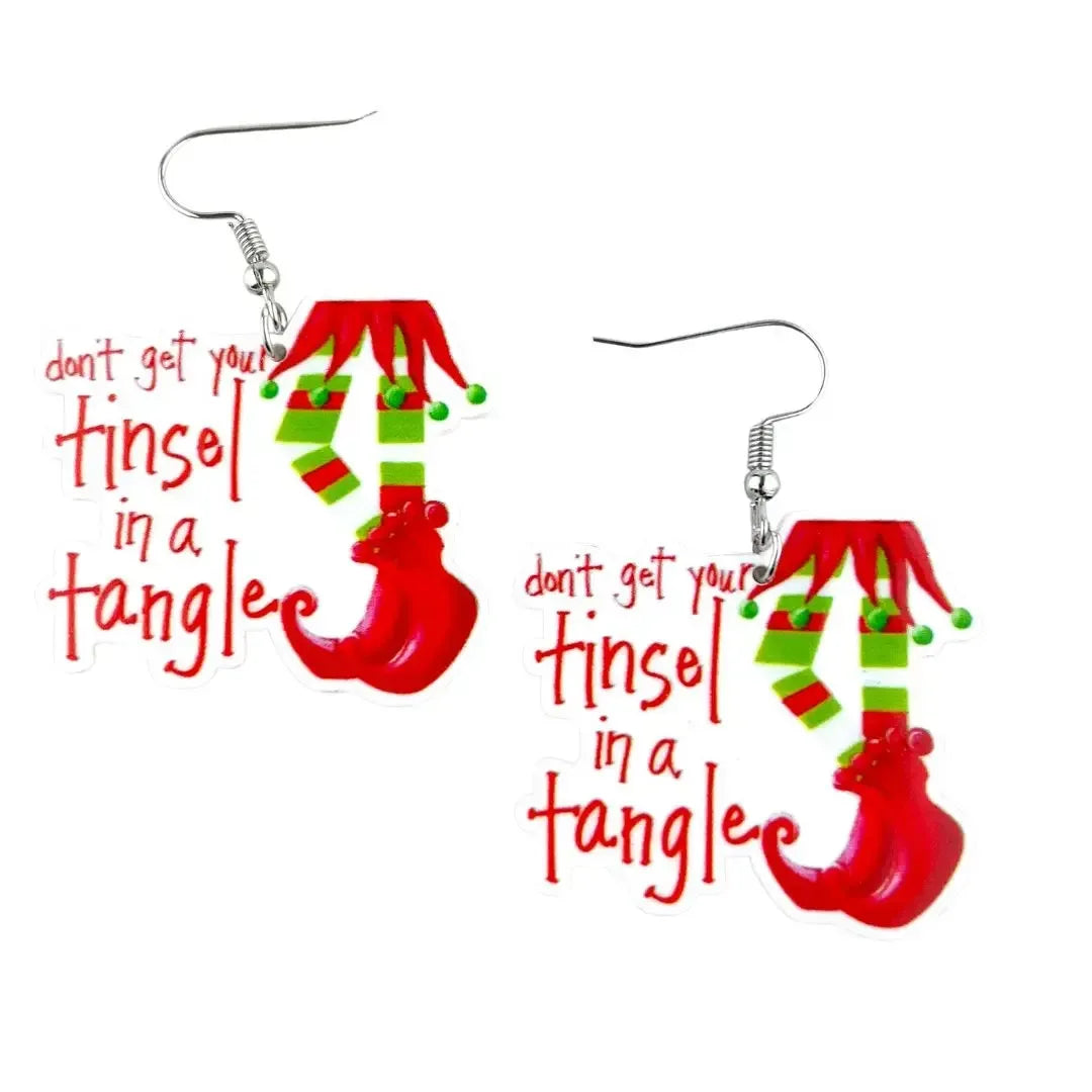 Don't Get Your Tinsel In A Tangle Elf Drop Earrings Sunbaked Lizard Jewellery & Gifts