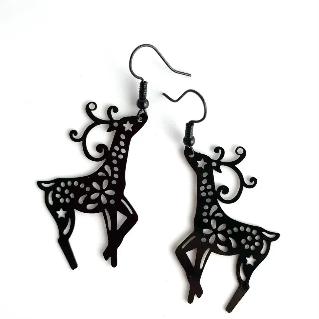 Fancy Filigree Black Reindeer Drops Sunbaked Lizard Jewellery & Gifts
