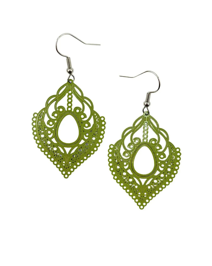 Fancy Filigree Drop Earrings- 4 Colours Sunbaked Lizard Jewellery &amp; Gifts