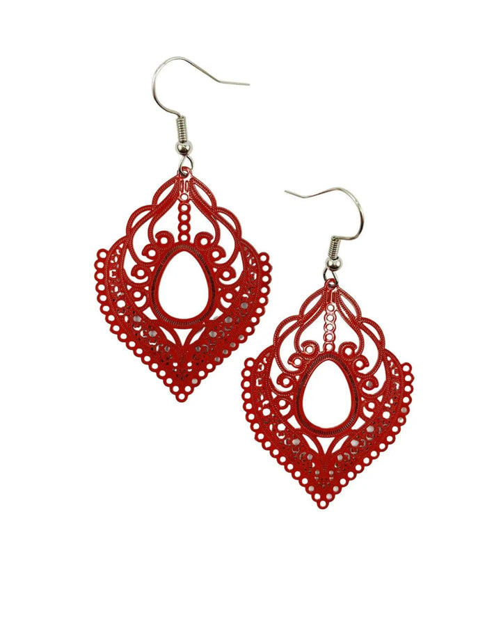 Fancy Filigree Drop Earrings- 4 Colours Sunbaked Lizard Jewellery &amp; Gifts