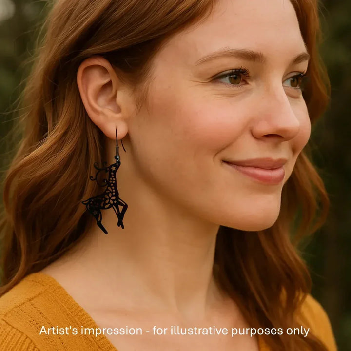 Fancy Filigree Black Reindeer Drops Sunbaked Lizard Jewellery &amp; Gifts
