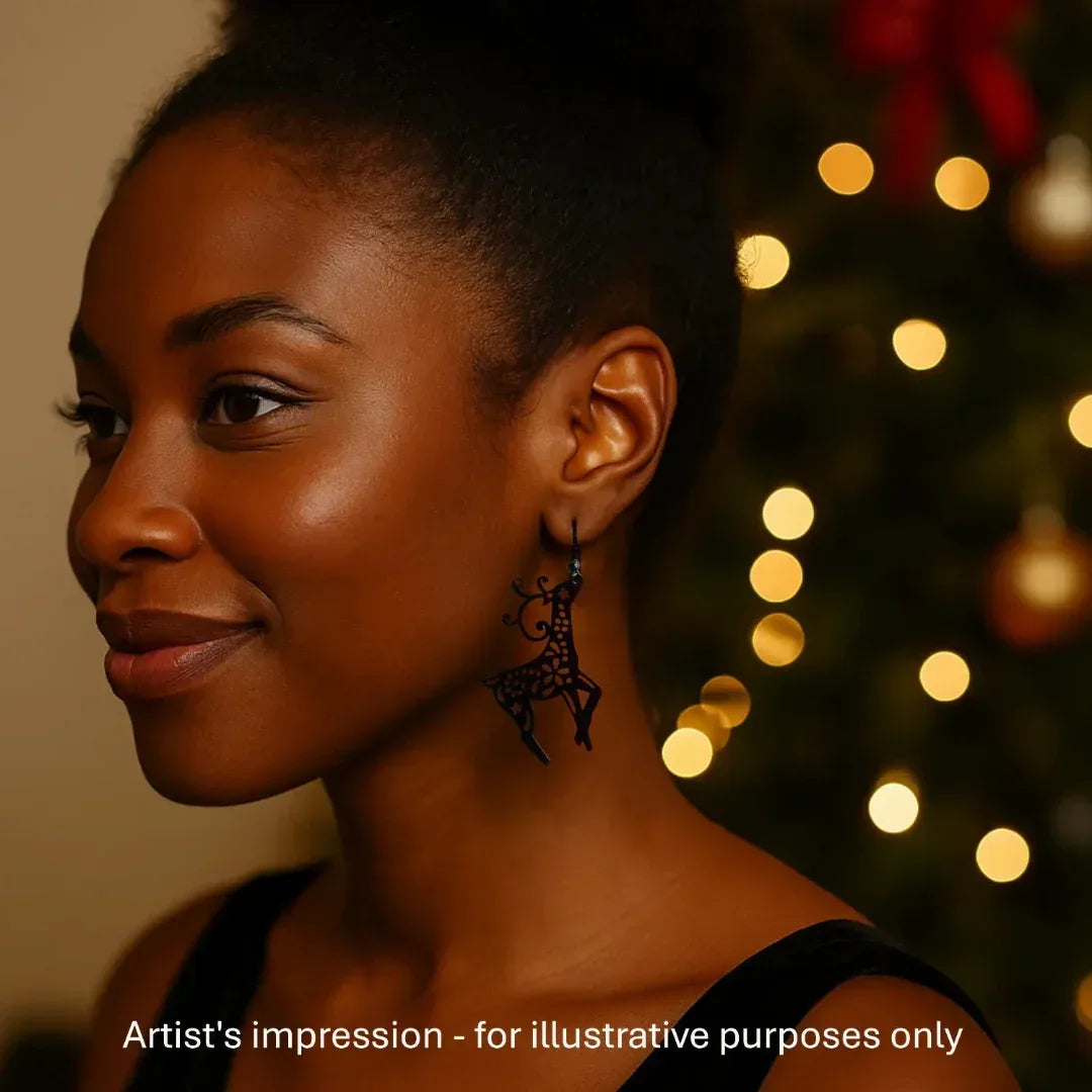 Fancy Filigree Black Reindeer Drops Sunbaked Lizard Jewellery &amp; Gifts