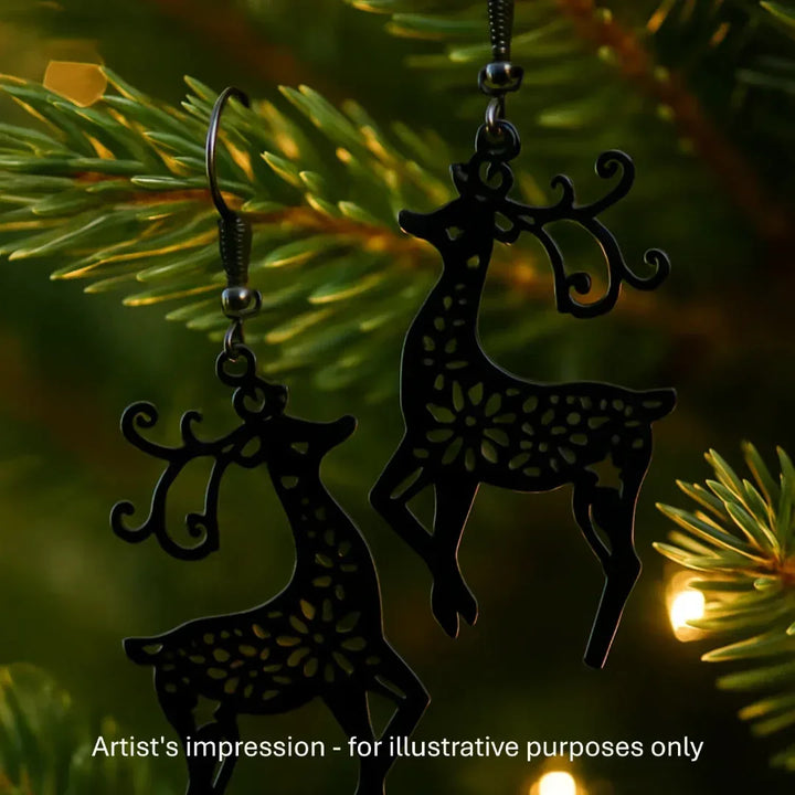 Fancy Filigree Black Reindeer Drops Sunbaked Lizard Jewellery &amp; Gifts