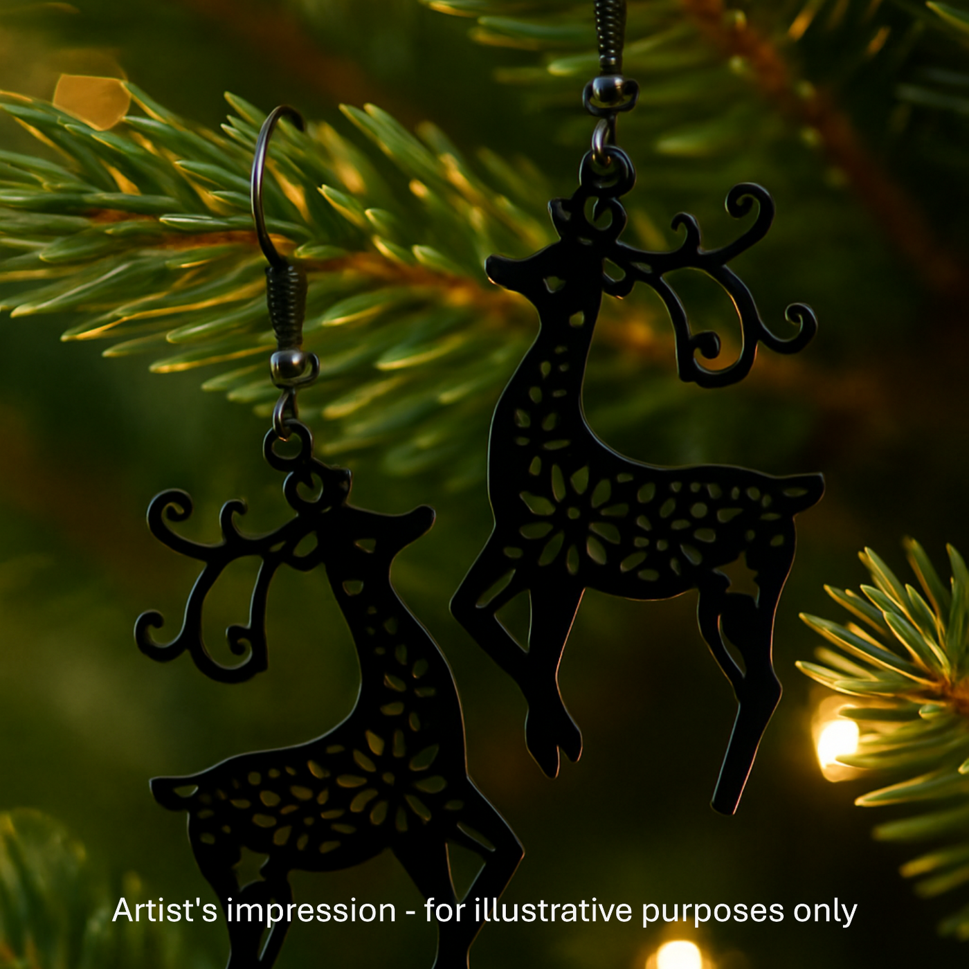 Fancy Filigree Black Reindeer Drops Sunbaked Lizard Jewellery & Gifts