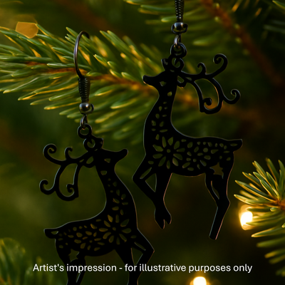Fancy Filigree Black Reindeer Drops Sunbaked Lizard Jewellery & Gifts