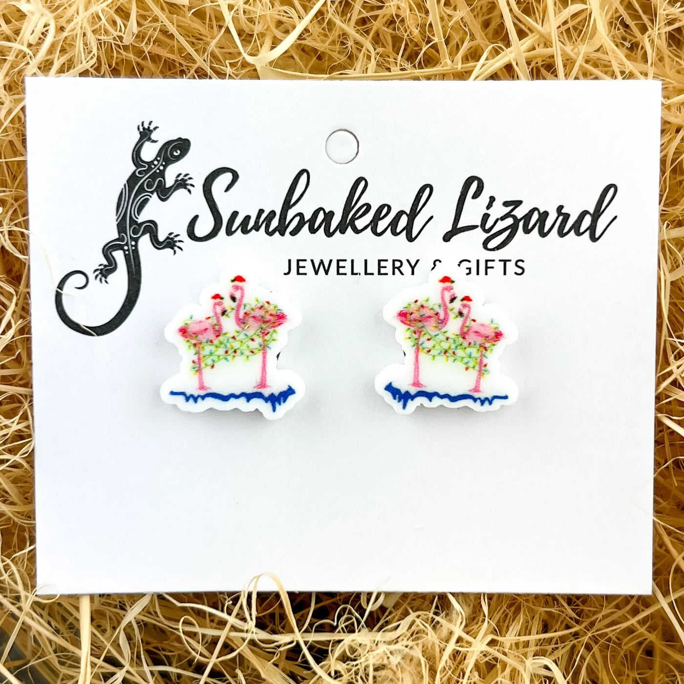 Festive Flamingos Studs