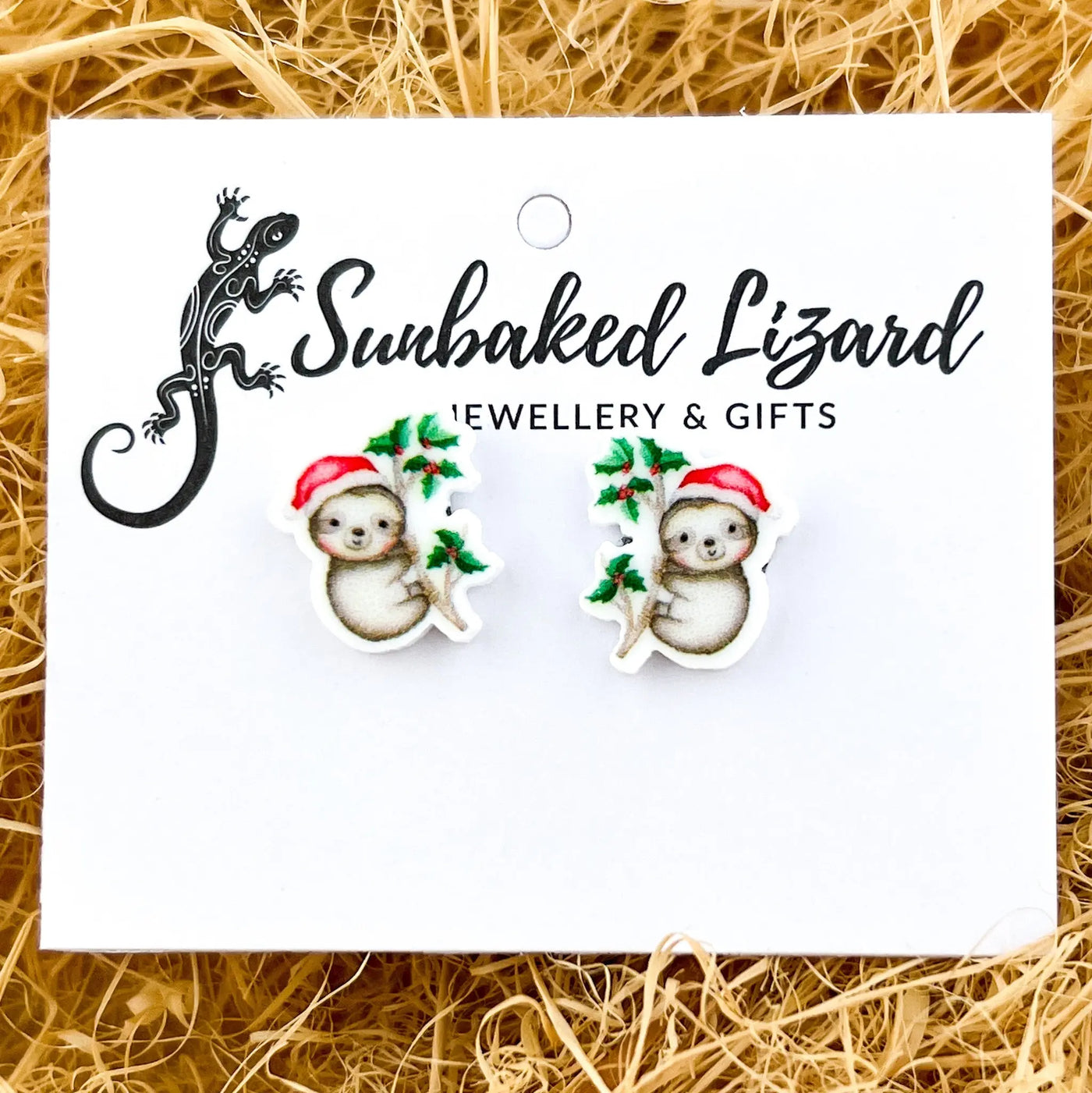 Festive Sloth Studs