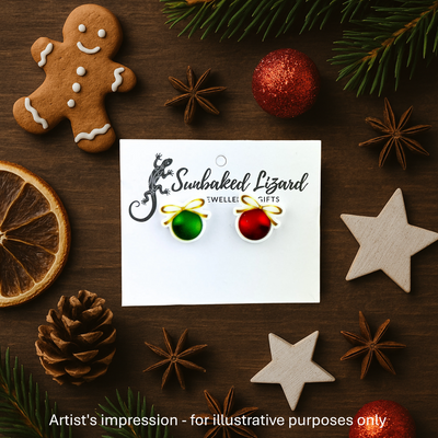 Festive Bauble Studs Sunbaked Lizard Jewellery & Gifts