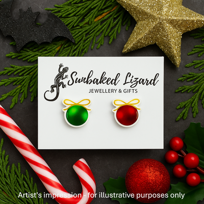 Festive Bauble Studs Sunbaked Lizard Jewellery & Gifts
