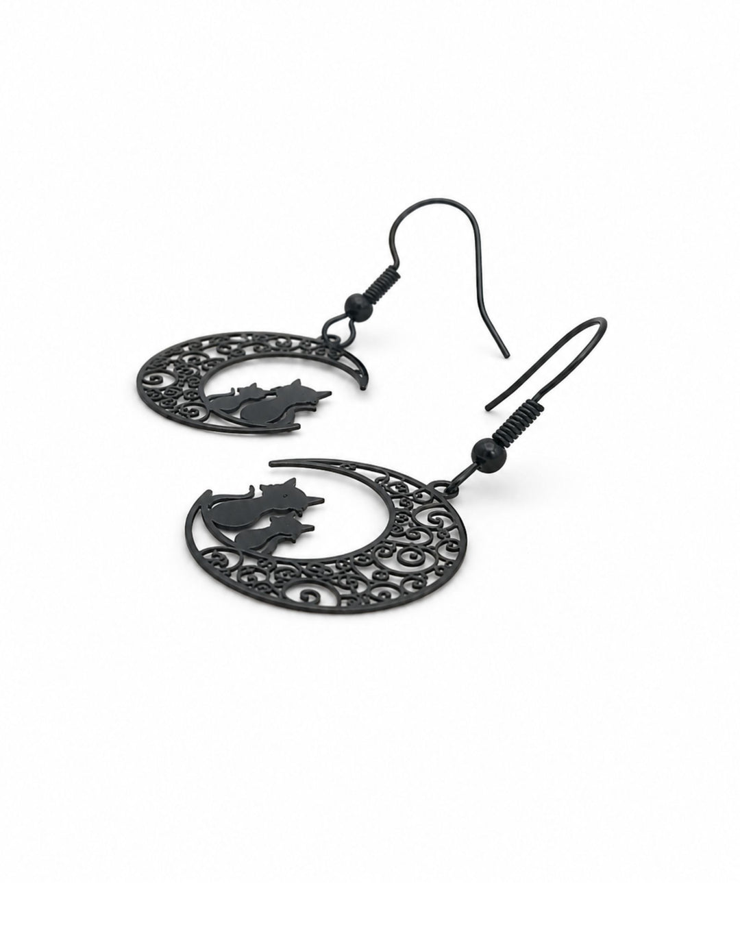 Close up view of Filigree Cats on the Moon Drops showing detail