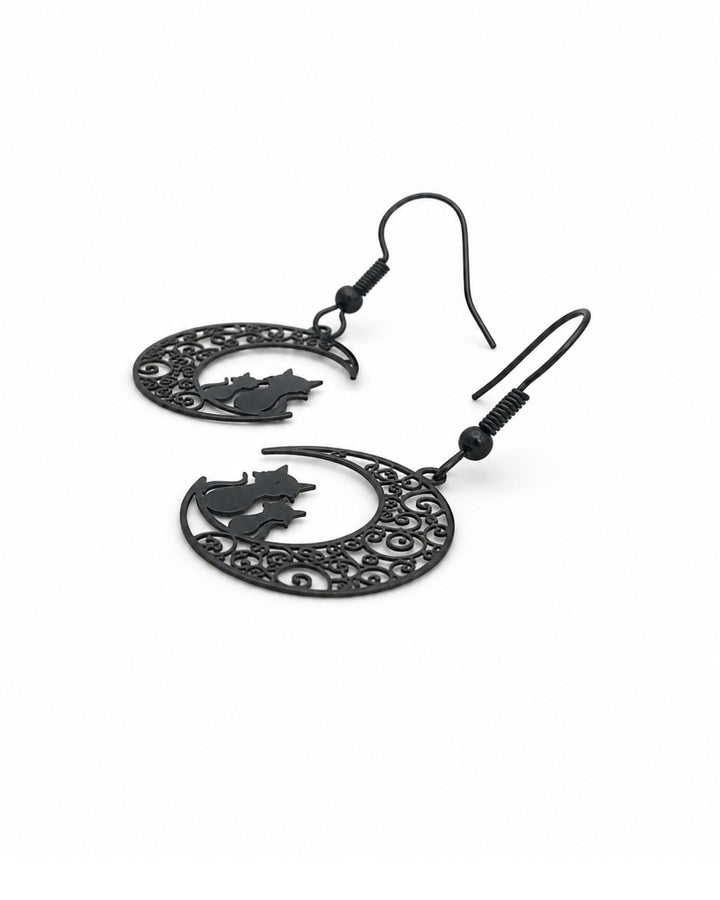 Close up view of Filigree Cats on the Moon Drops showing detail