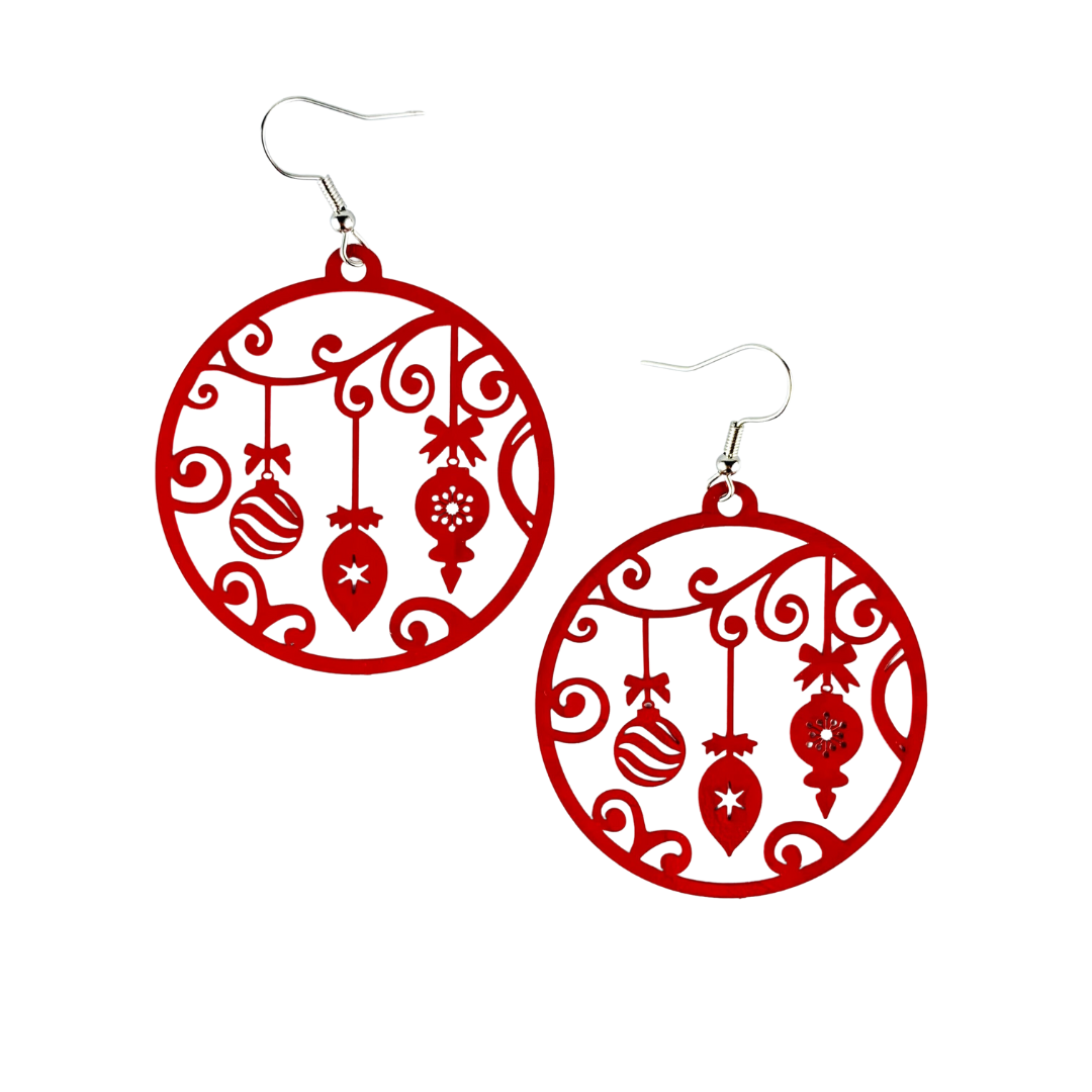Filigree Christmas Decorations Drop Earrings
