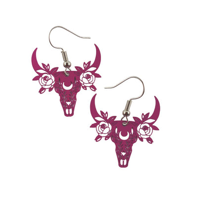 Filigree Floral Cowskull Drops - 2 Colours