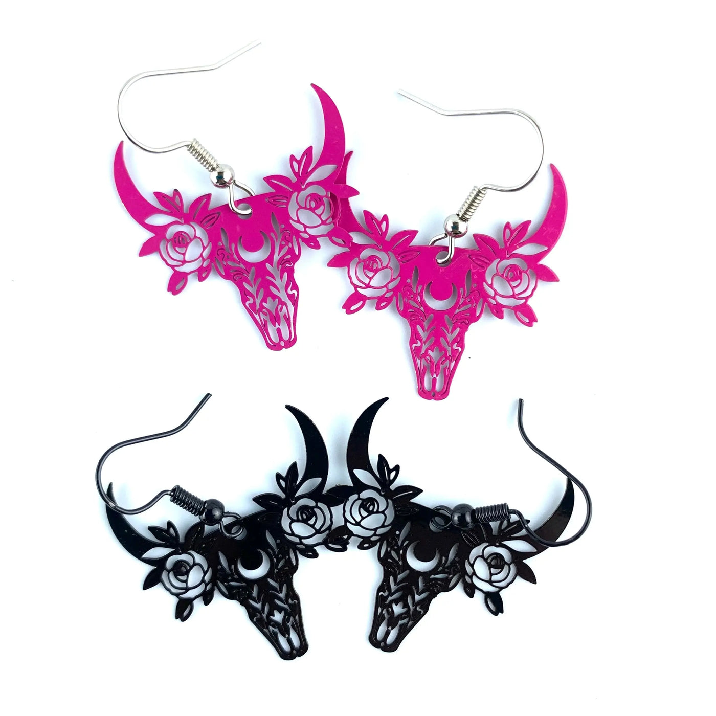 Filigree Floral Cowskull Drops - 2 Colours
