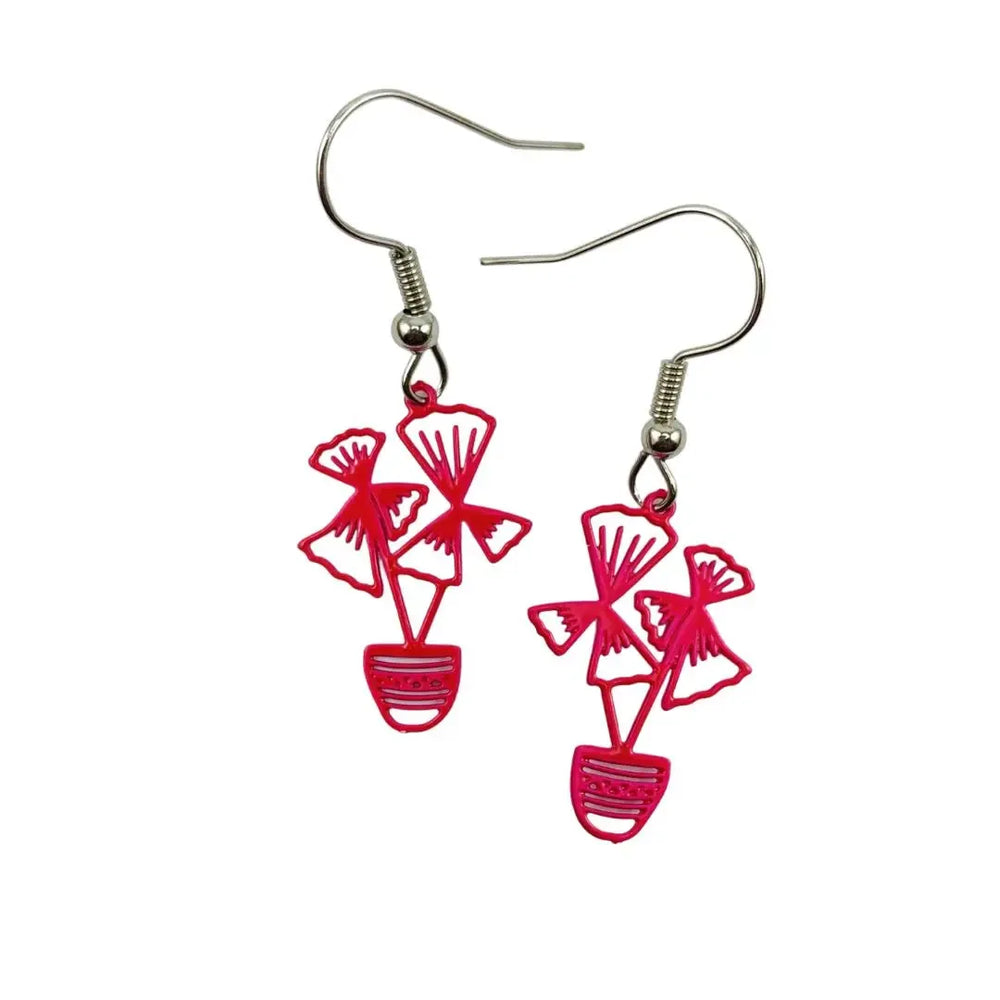 Filigree Flower Pot Drops - 2 Colours Sunbaked Lizard Jewellery & Gifts