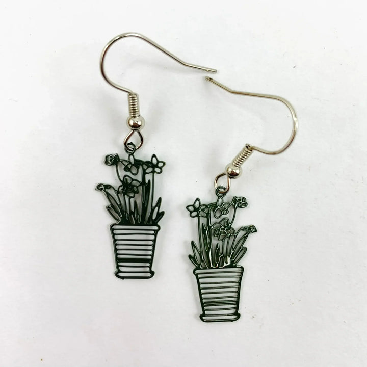 Filigree Flower Pot Drops - 3 Colours Sunbaked Lizard Jewellery &amp; Gifts