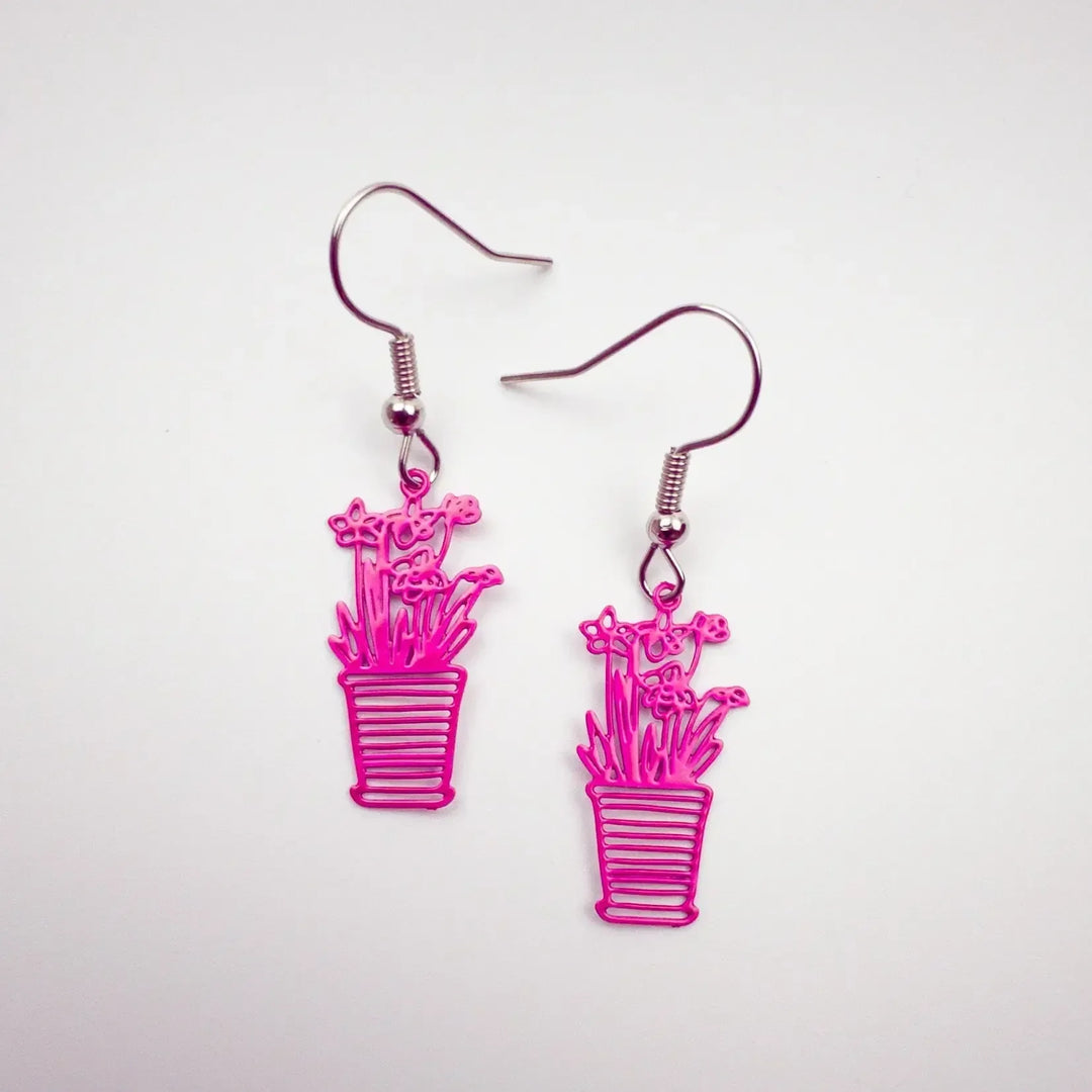 Filigree Flower Pot Drops - 3 Colours Sunbaked Lizard Jewellery &amp; Gifts