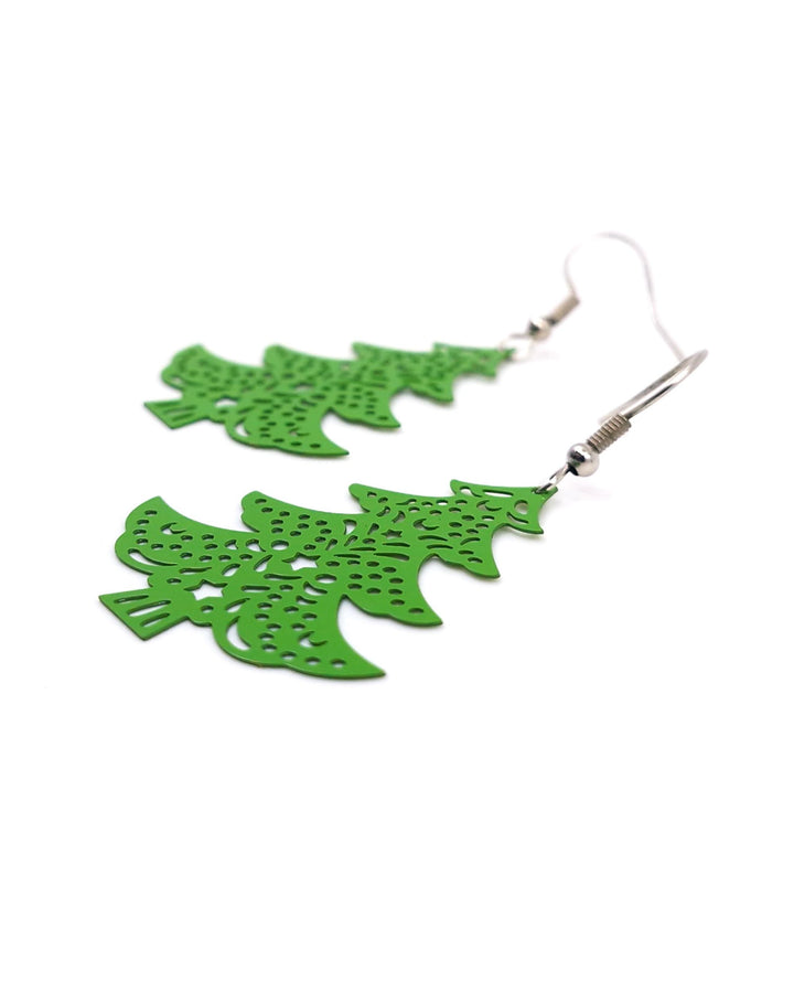 Close up of Filigree Green Christmas Tree Drops showing detail